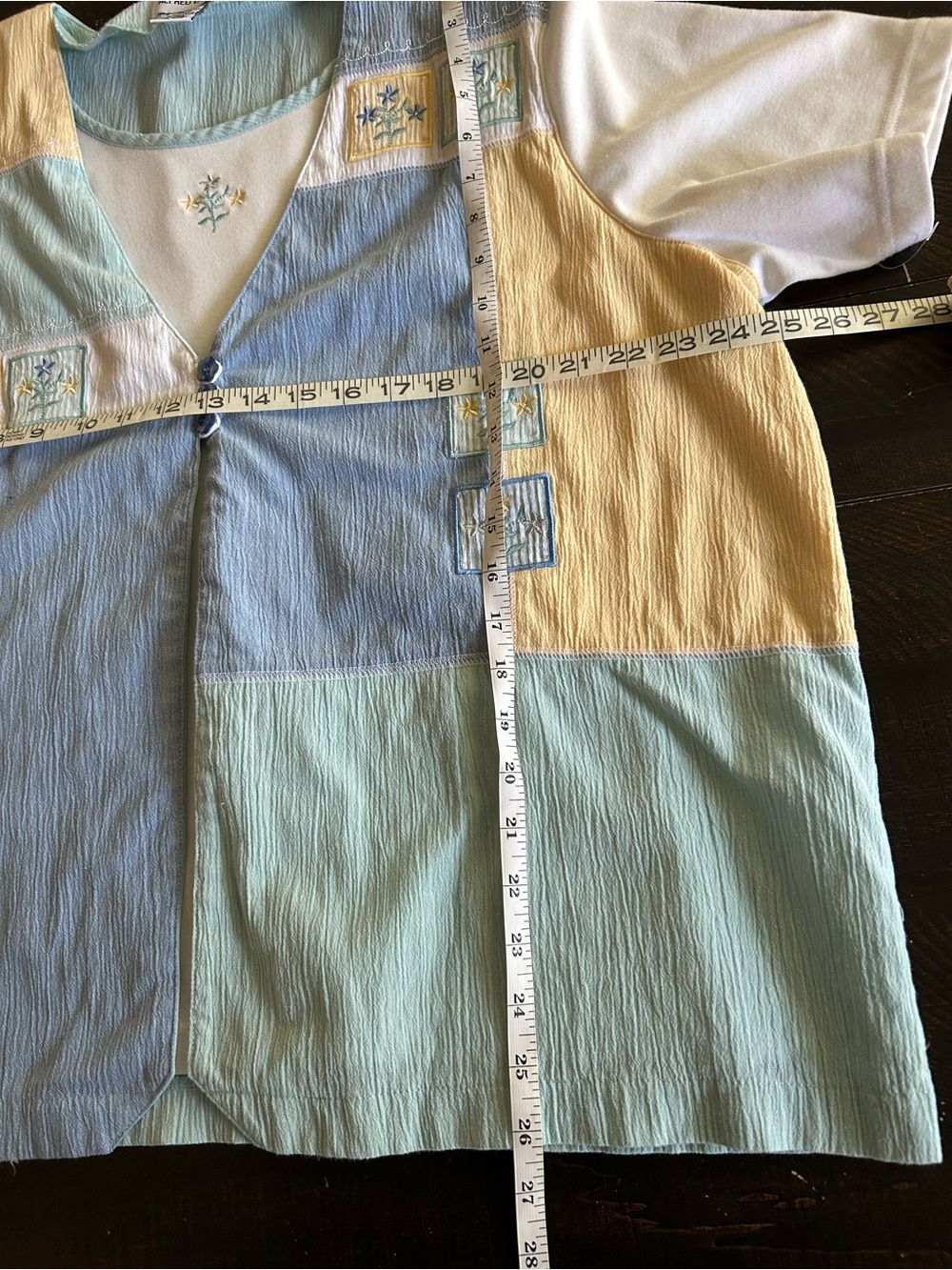 Alfred Dunner Pastel Patchwork Button-Front Top - Picture 9 of 9